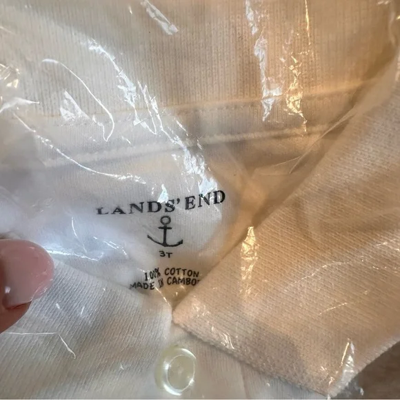 New In bag! Lands End Long sleeve white polo shirt in size 3T - Picture 3 of 3